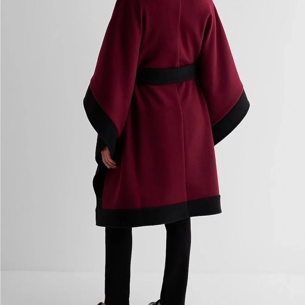 Chic Burgundy and Black Cape Coat size M/L